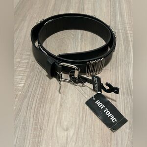 Hot Topic Grunge Safety Pin Belt Size L Punk Goth Black Leather